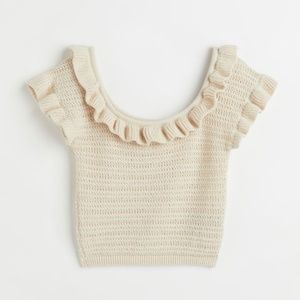 H&M Flounce-trimmed Crop Top Crochet
